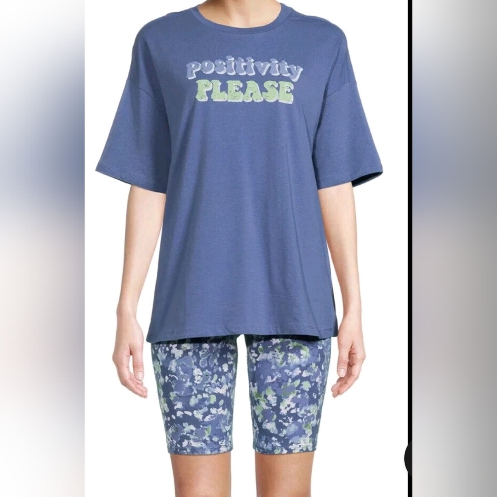 Secret Treasures Womens Blue 2-Piece Bike Shorts Pajama Set NWT